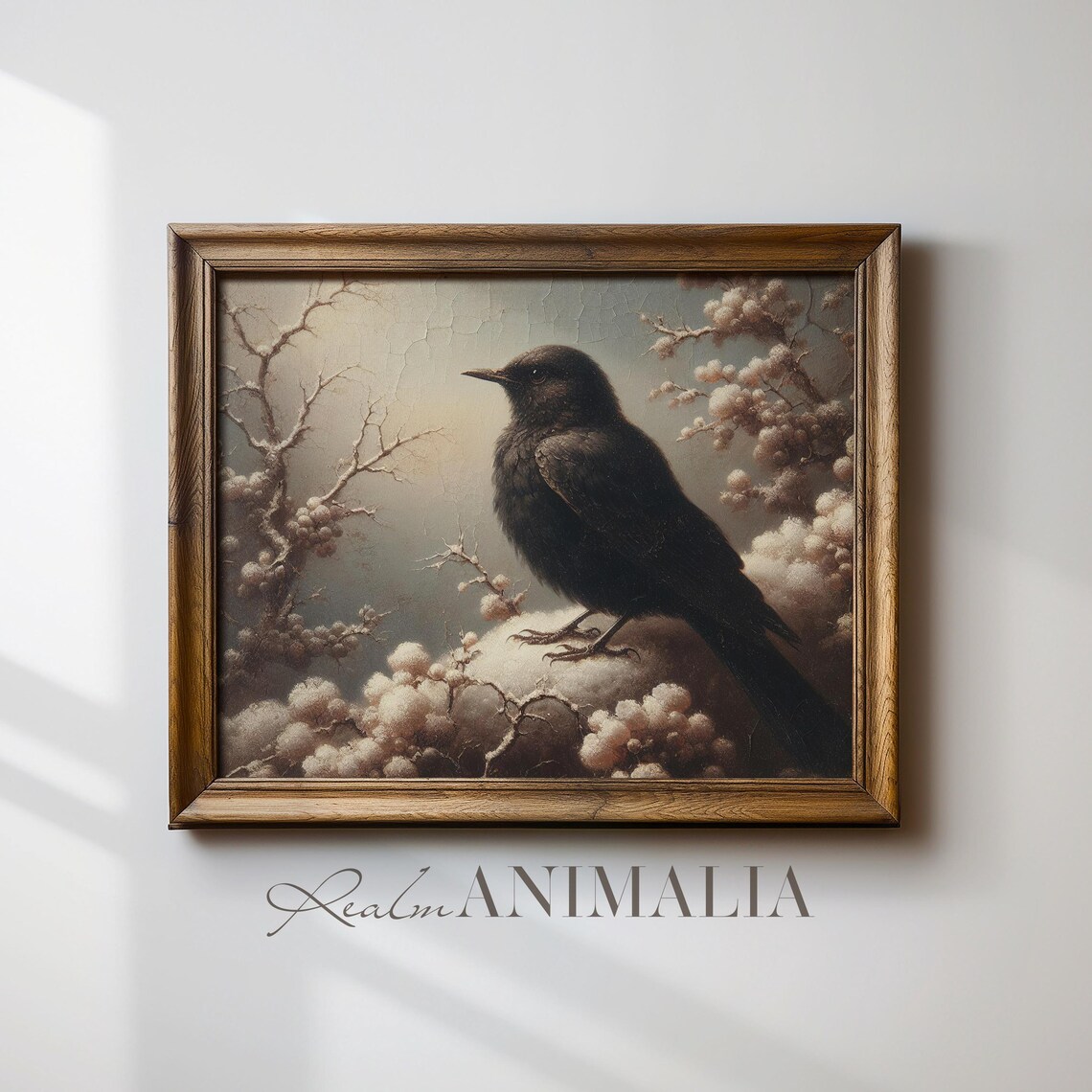 Blackbird Perched On Snowy Branch With Frosted Berries Winter Poster - Image 2