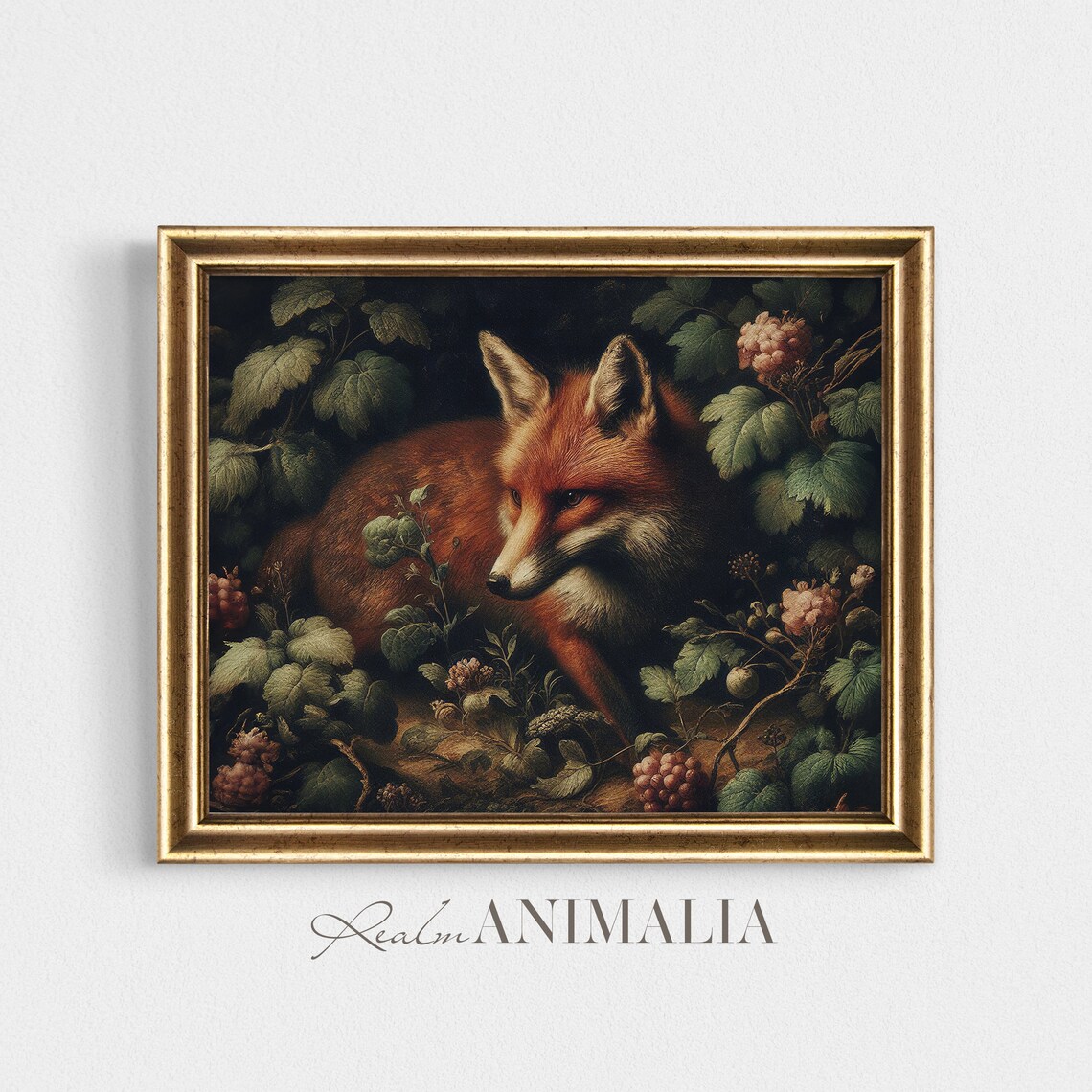 Fox Vintage Art Print, Dark Cottagecore Decor - Image 4