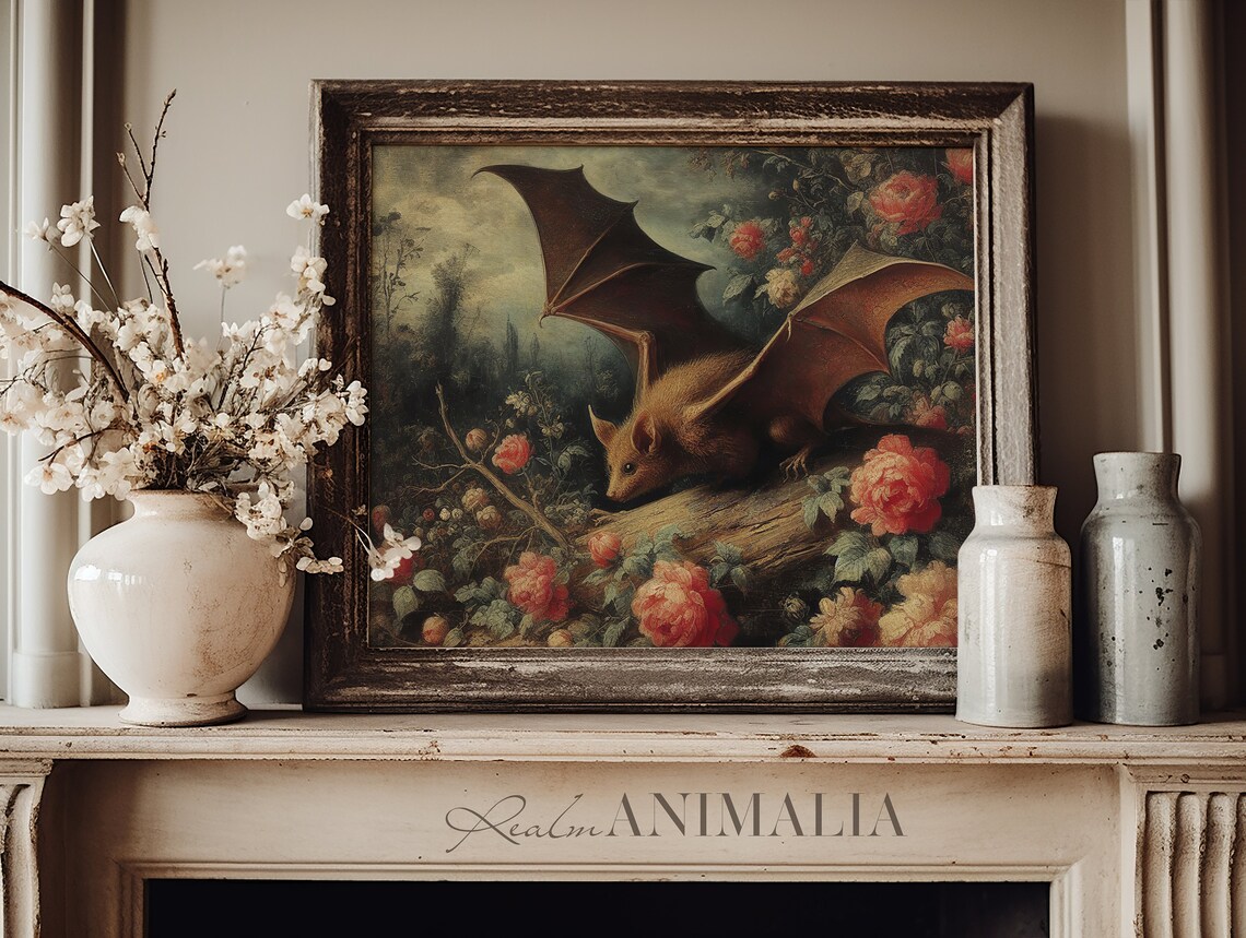 Vintage Bat Print, Antique Victorian Gothic Art - Image 3