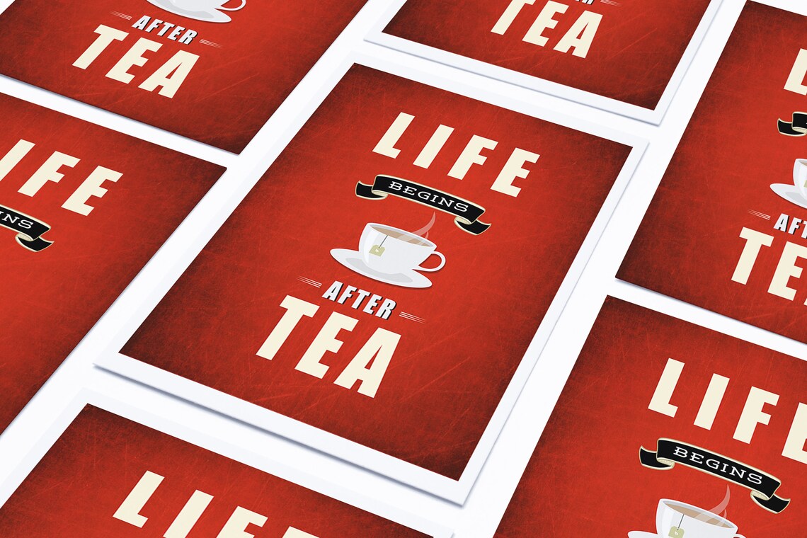 Life Begins After Tea Retro Kitchen Poster - Image 2