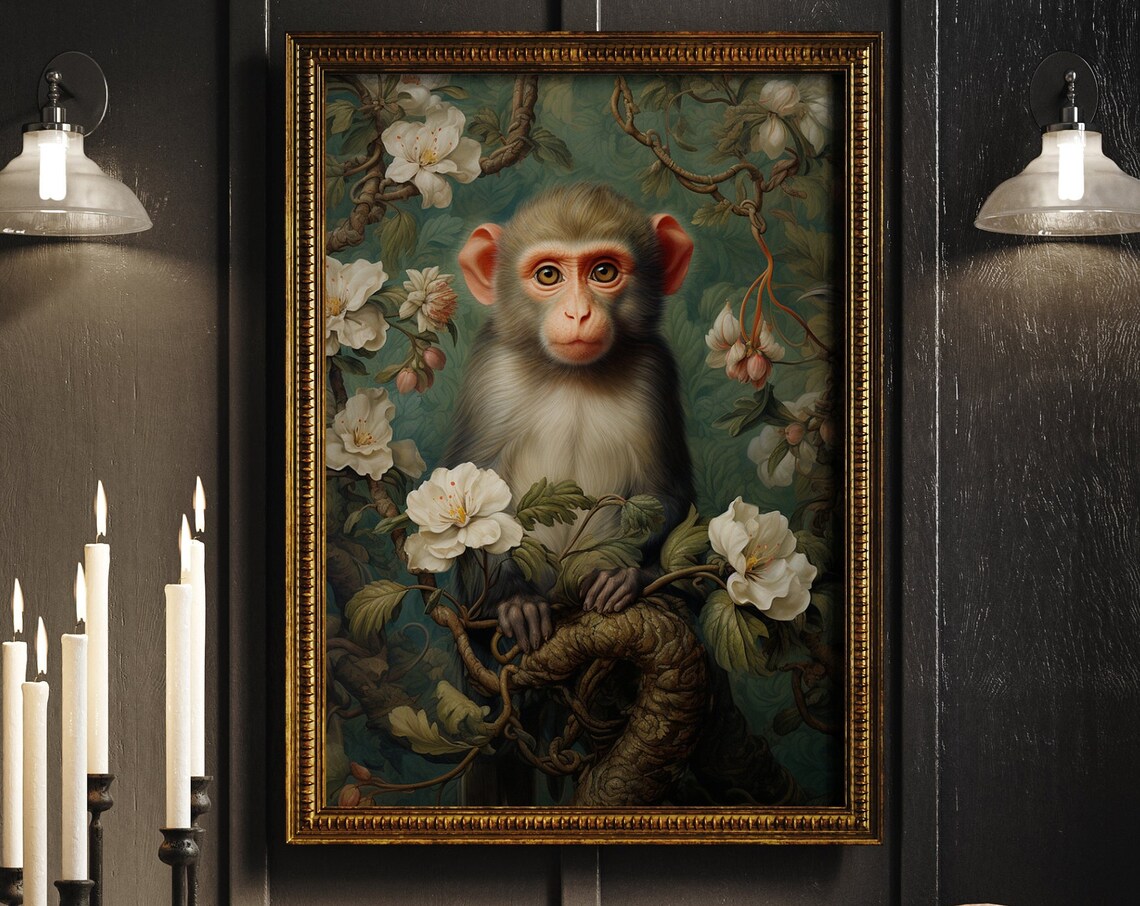 William Morris Inspired Monkey Art Print