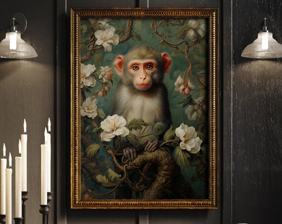 William Morris Inspired Monkey Art Print
