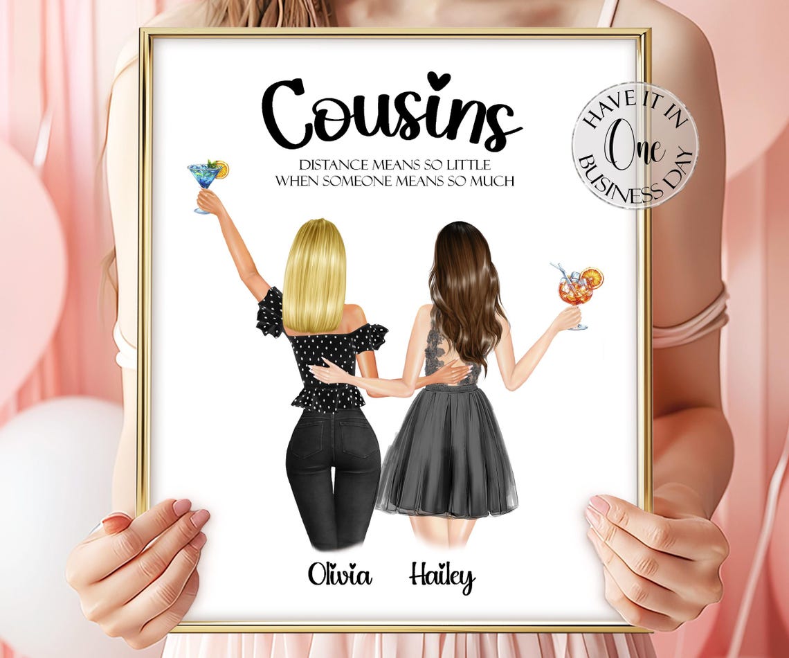 Cousins Gifts Customizable Cousin Picture Gift Custom Cousin Portrait Personalized Cousins Print Customized Cousin Drawing Birthday Gift