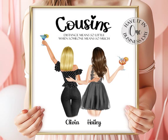 Cousins Gifts Customizable Cousin Picture Gift Custom Cousin Portrait Personalized Cousins Print Customized Cousin Drawing Birthday Gift