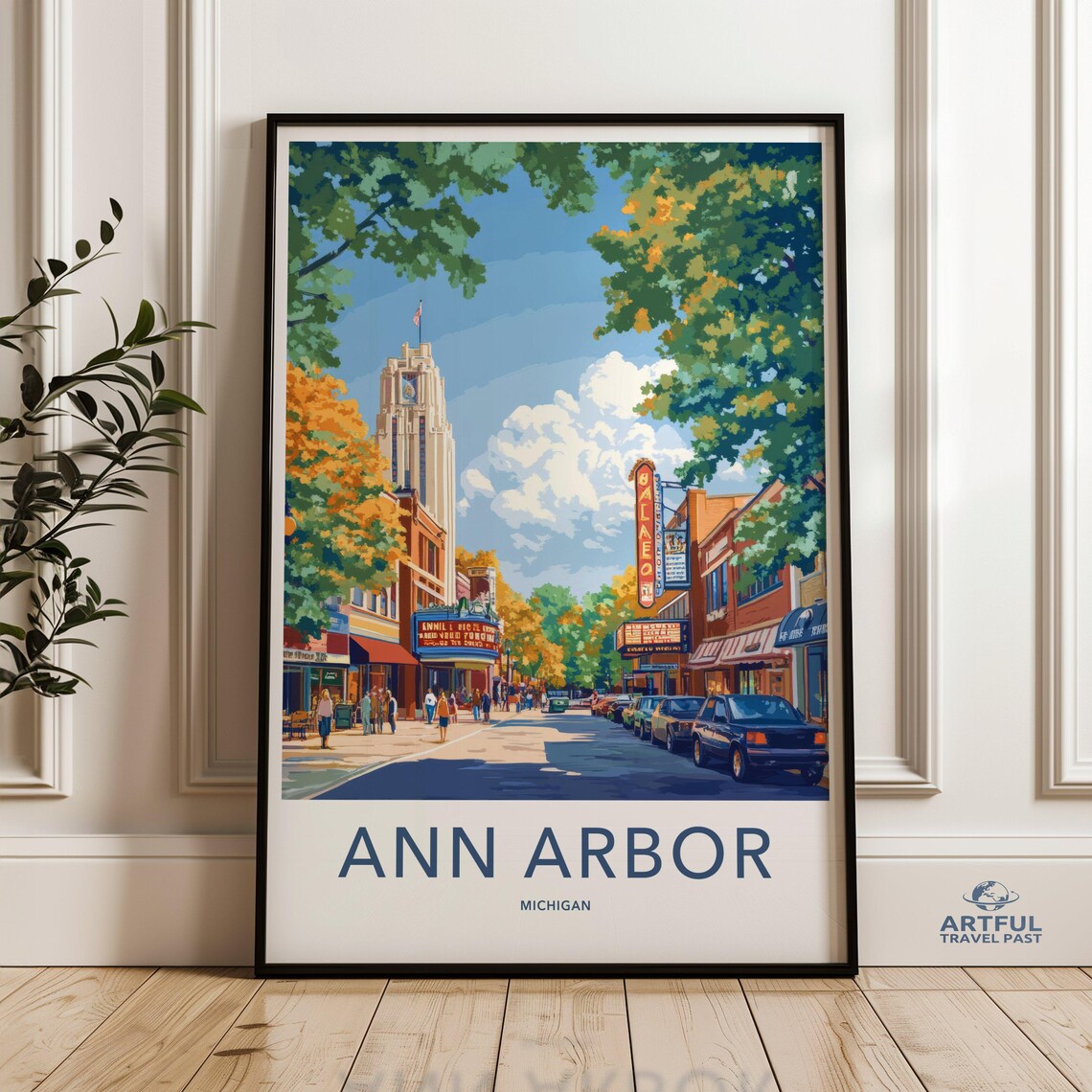 Historic Ann Arbor Michigan Main Street Theater Travel Poster
