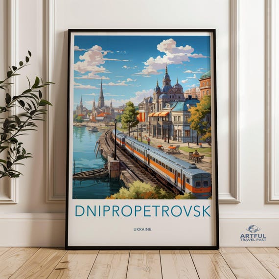 Dnipro Cityscape Travel Poster, Ukraine Art Print