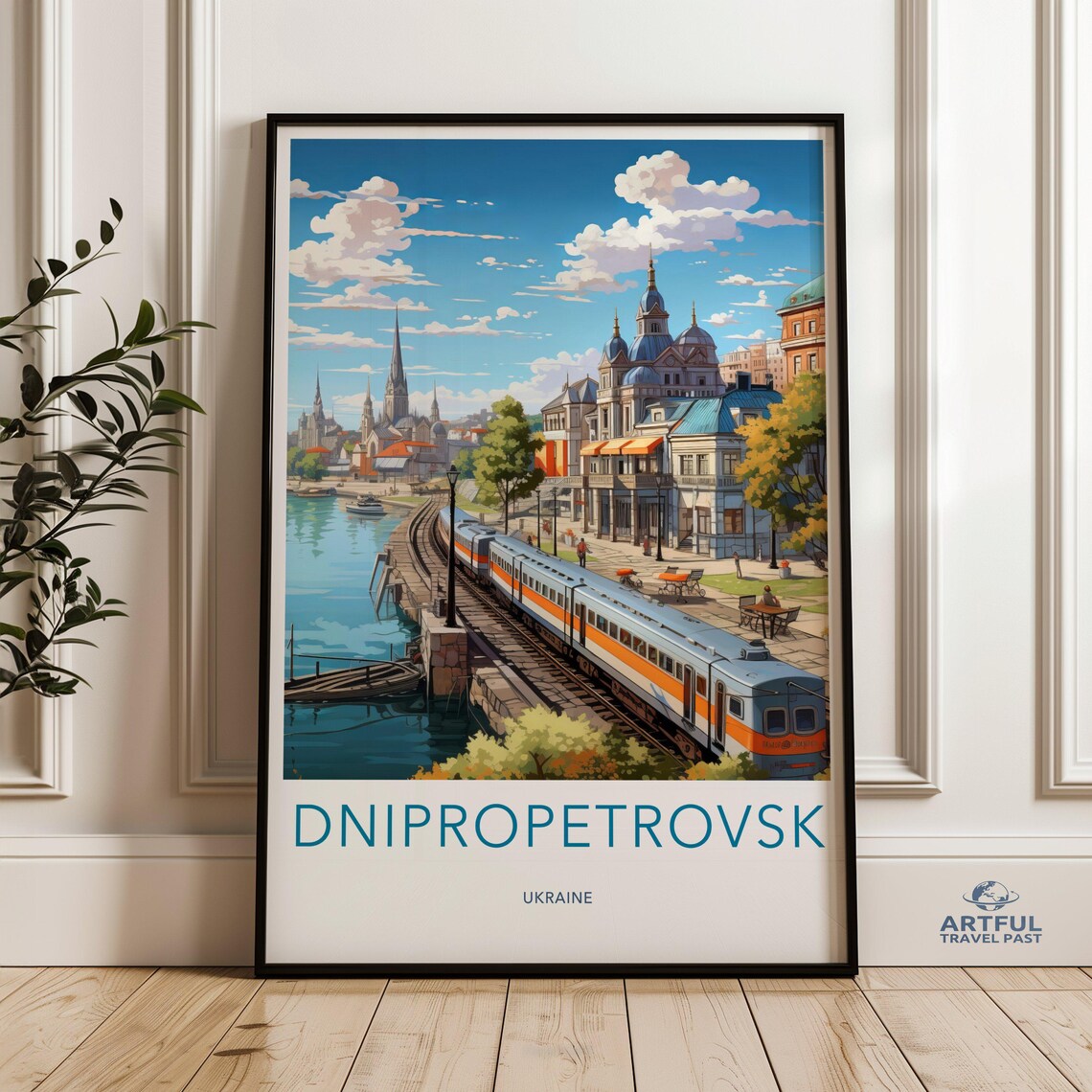 Dnipro Cityscape Travel Poster, Ukraine Art Print