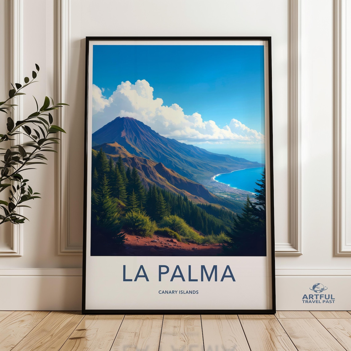 La Palma Canary Islands Volcano Pine Forest Coast Scenic Travel Poster
