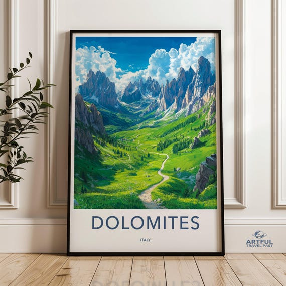 Dolomites Italy Wall Art Mountain Landscape Print Scenic Hiking Trail Artwork Italian Alps Poster Decor
