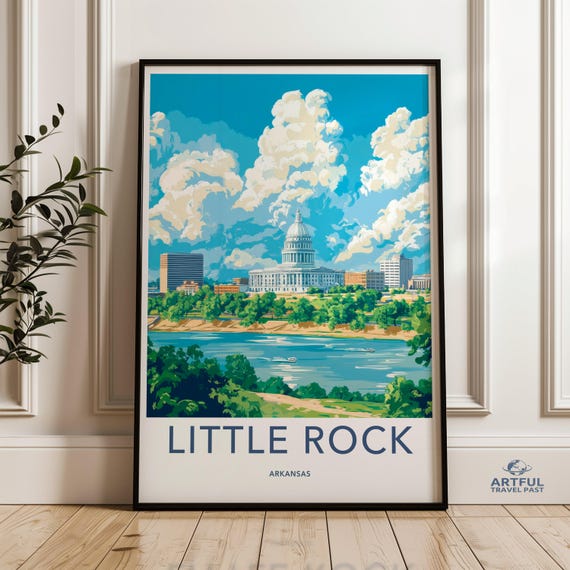 Little Rock Arkansas Cityscape Print Capitol Building Wall Art Classic Poster Travel Decor City View Artwork