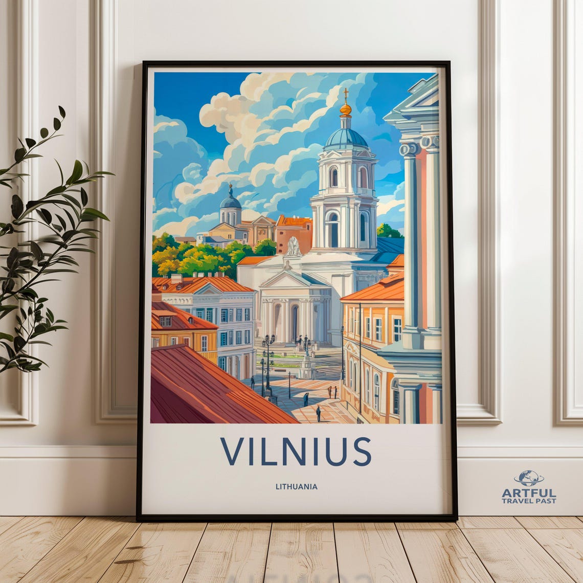 Vilnius Lithuania Old Town Cathedral Bell Tower Travel Poster