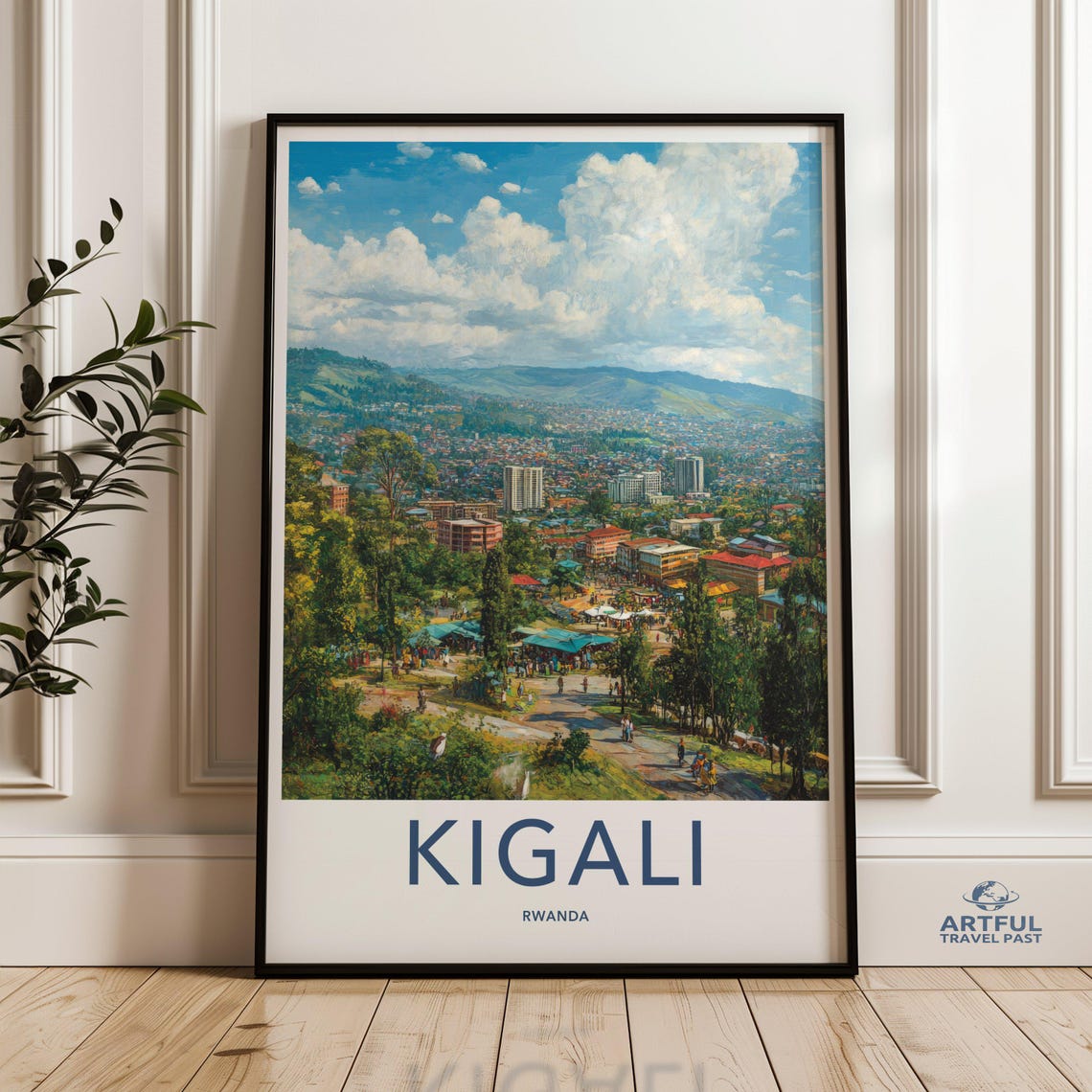 Kigali Rwanda Wall Art Cityscape Print Travel Poster African Landscape Artwork Modern Home Decor