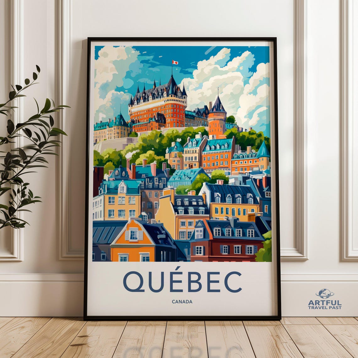 City Wall Art Canada Travel Poster Colorful Cityscape Print Charming Architecture Decor Vacation Souvenir Artwork
