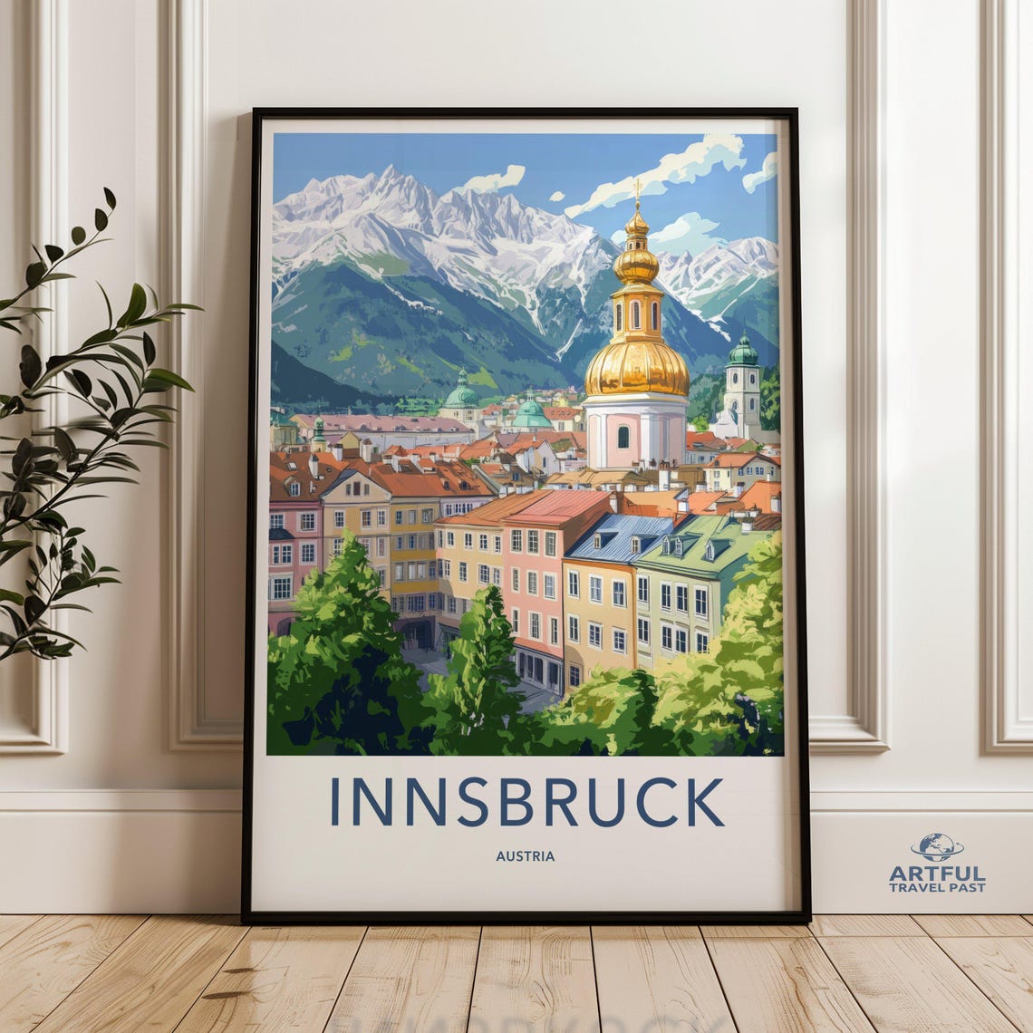 Innsbruck Austria Alpine Old Town Golden Church Dome Art Poster