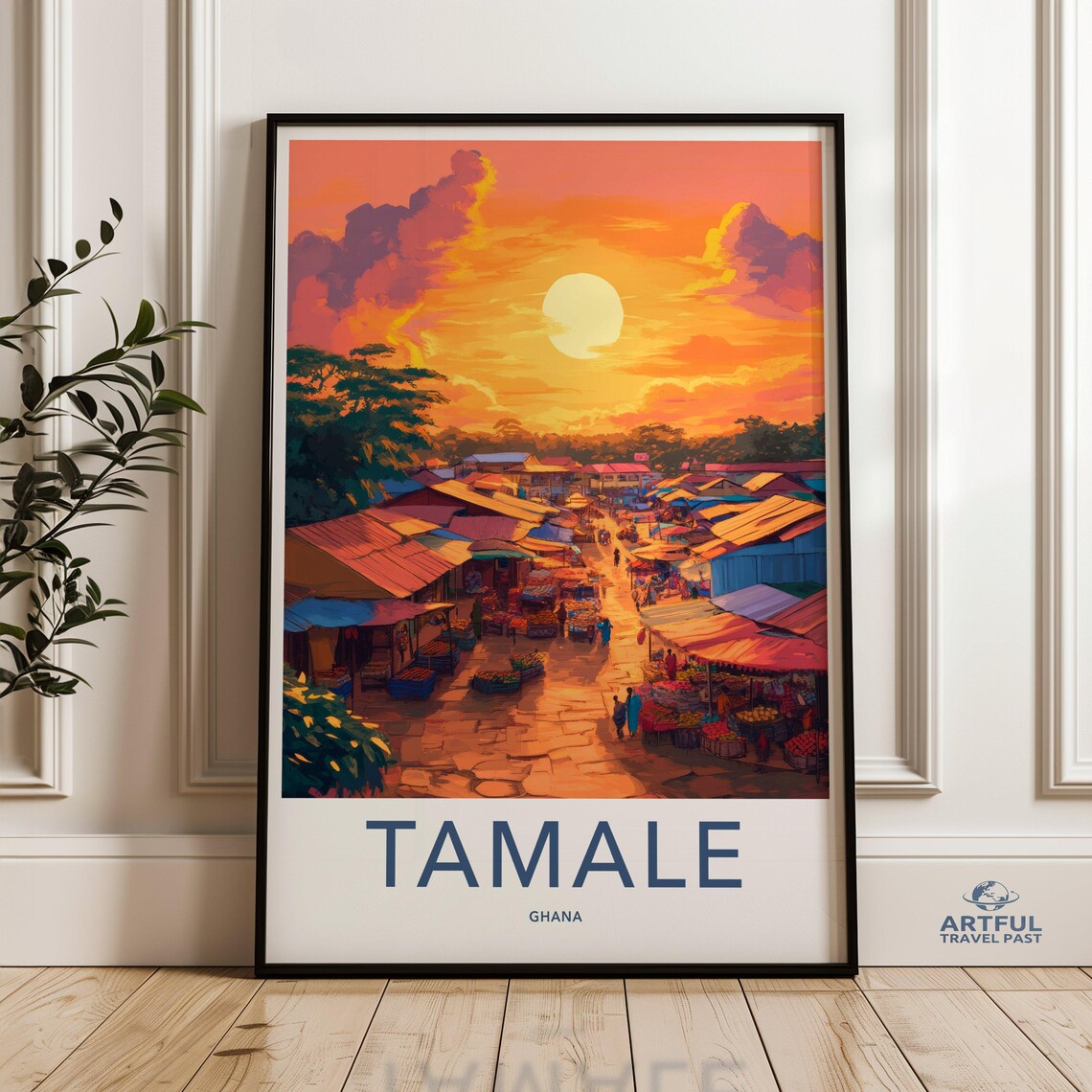 Tamale Ghana Sunset Market Street Vibrant City Travel Poster