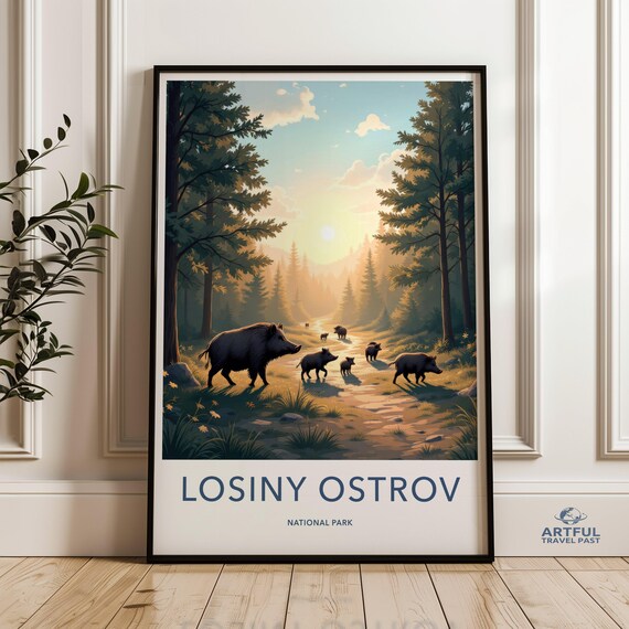 Losiny Ostrov National Park Wild Boars Forest Sunrise Travel Poster