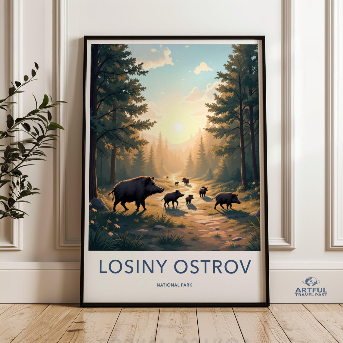 Losiny Ostrov National Park Wild Boars Forest Sunrise Travel Poster