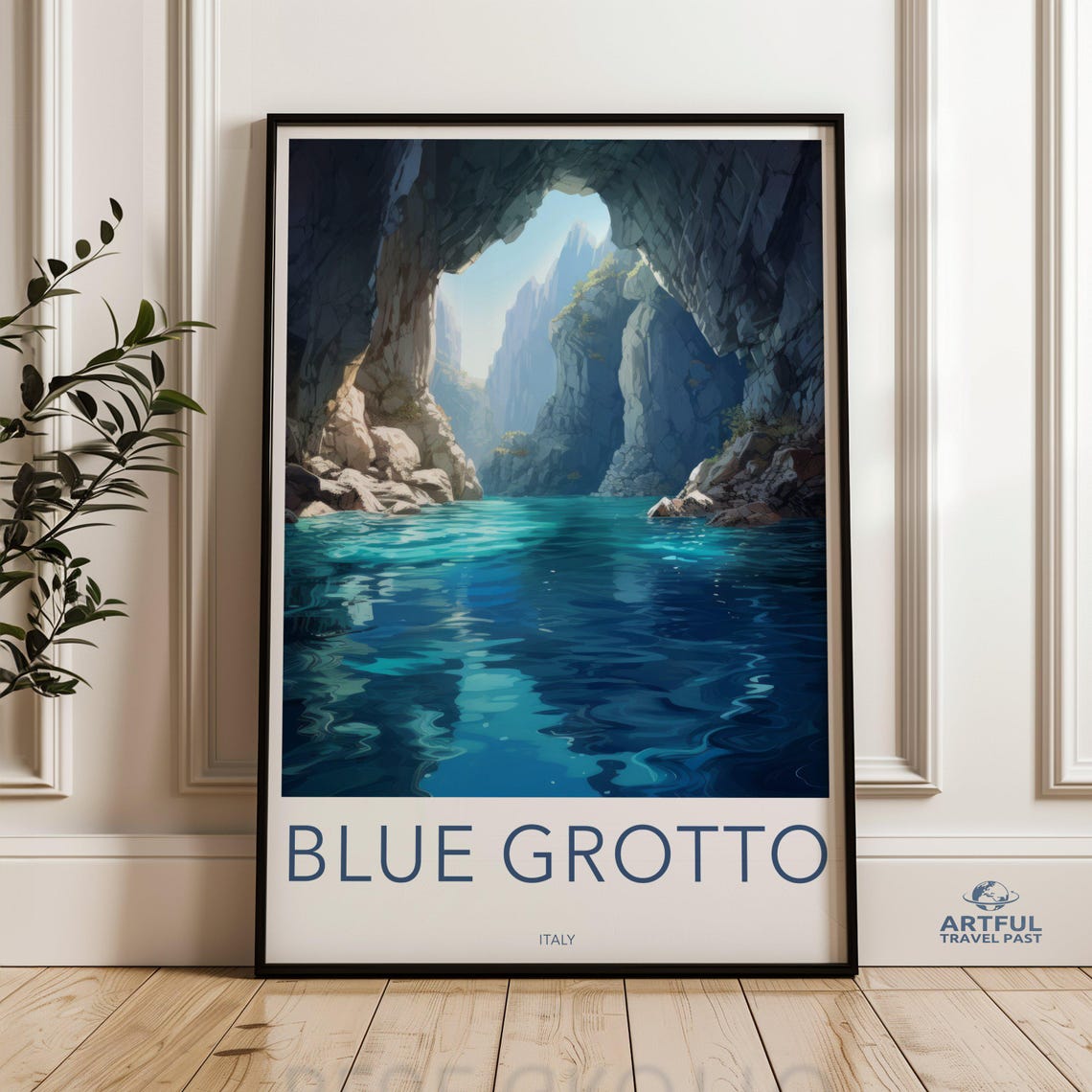 Blue Grotto Italy Sea Cave Glowing Turquoise Water Travel Poster