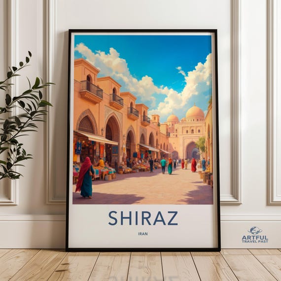 Shiraz Iran Wall Art Poster Vintage Cityscape Print Travel Inspired Home Decor Architecture Artwork Gift For Travelers