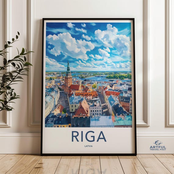Riga Latvia Wall Art Cityscape Print Colorful City Decor Skyline Poster Vibrant For Home