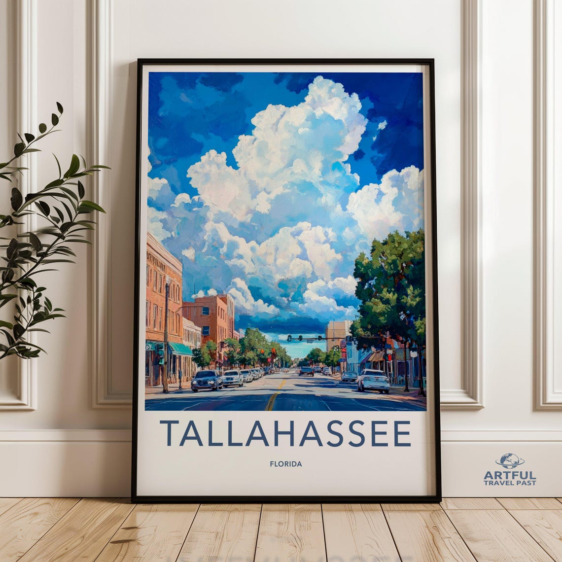 Tallahassee Wall Art Print Florida Skyline Poster Cityscape Artwork Urban Decor Downtown Illustration
