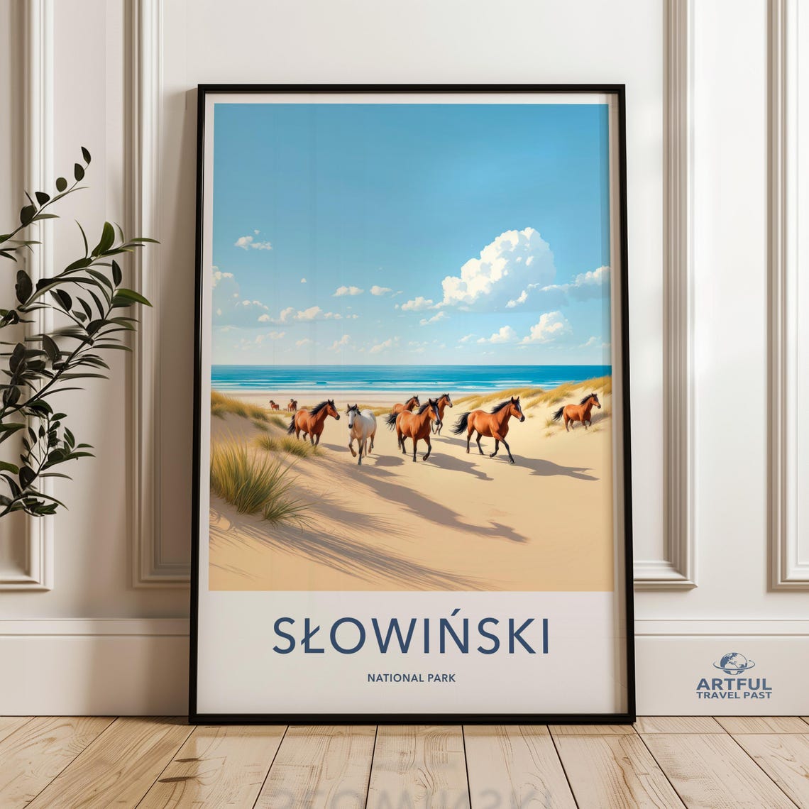 Slowinski National Park Wild Horses Beach Dunes Travel Poster