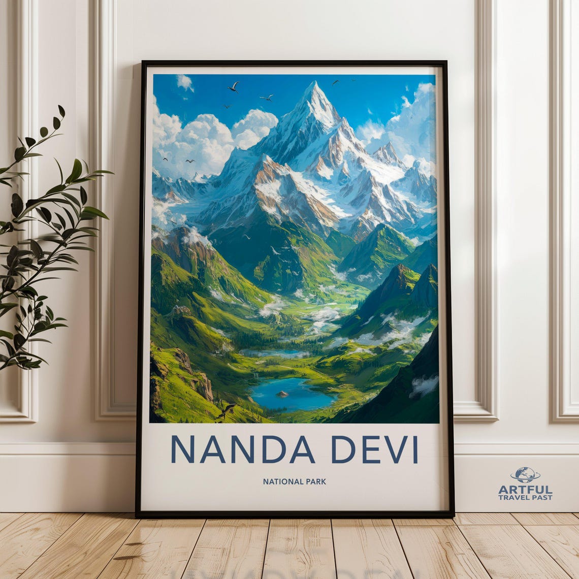 Nanda Devi National Park Snow Peak Valley Vintage Travel Poster