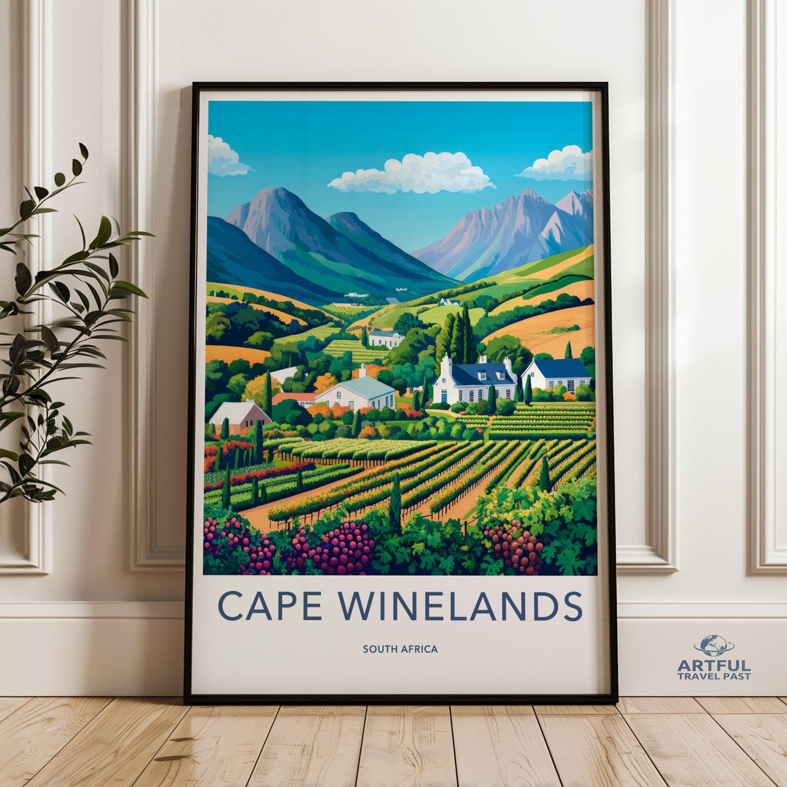 Cape Winelands South Africa Scenic Vineyard Travel Wall Poster