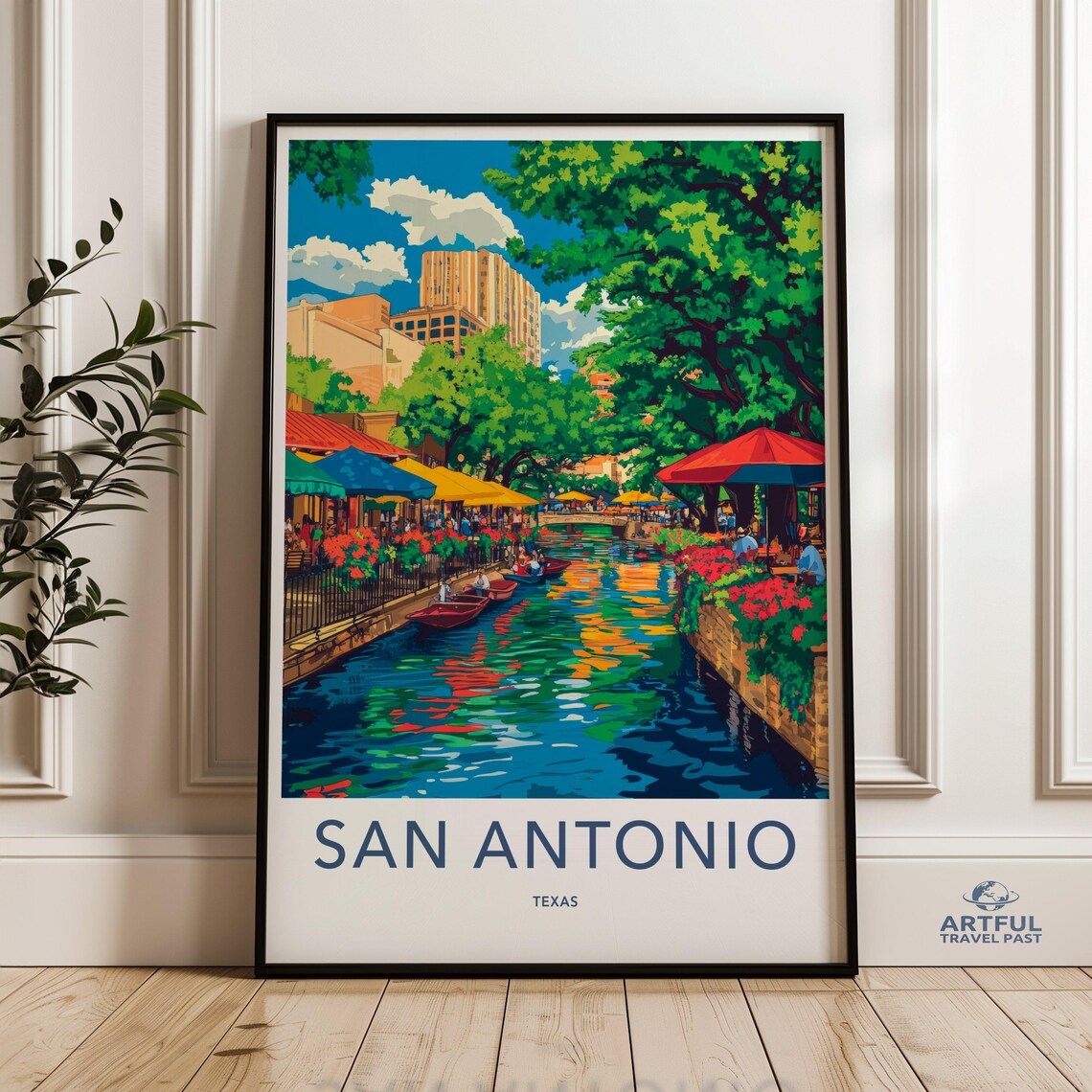 San Antonio Texas Riverwalk Travel Poster, Cityscape