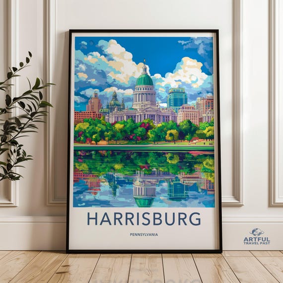 Harrisburg Pennsylvania Poster Skyline Art Cityscape Wall Print Decor City
