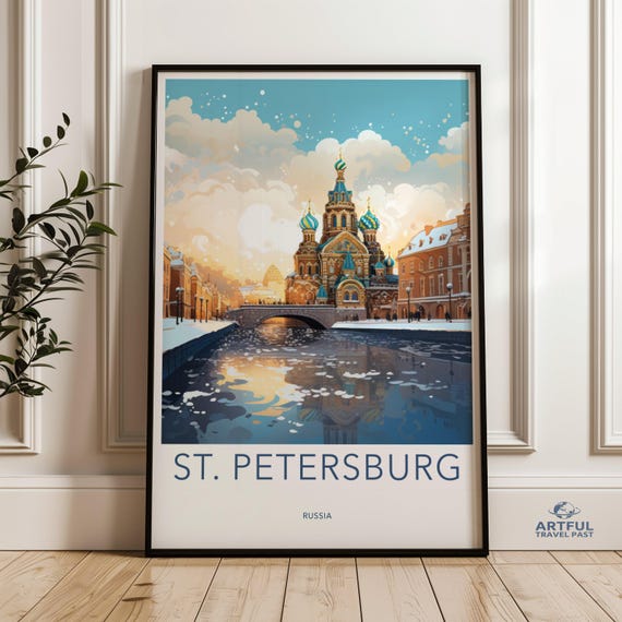 St Petersburg Wall Art Russia Travel Poster Cityscape Decor Modern Scenic Souvenir Print