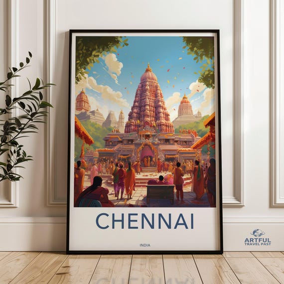 Chennai Wall Art Decor Historical And Cultural Landmark Beautiful Temple Print Exotic Travel Poster Vibrant Artwork