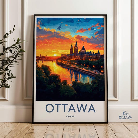 Ottawa Wall Art Sunset Cityscape Canada Print Urban Landscape Home Decor Scenic Artwork Travel Poster Vibrant Colors