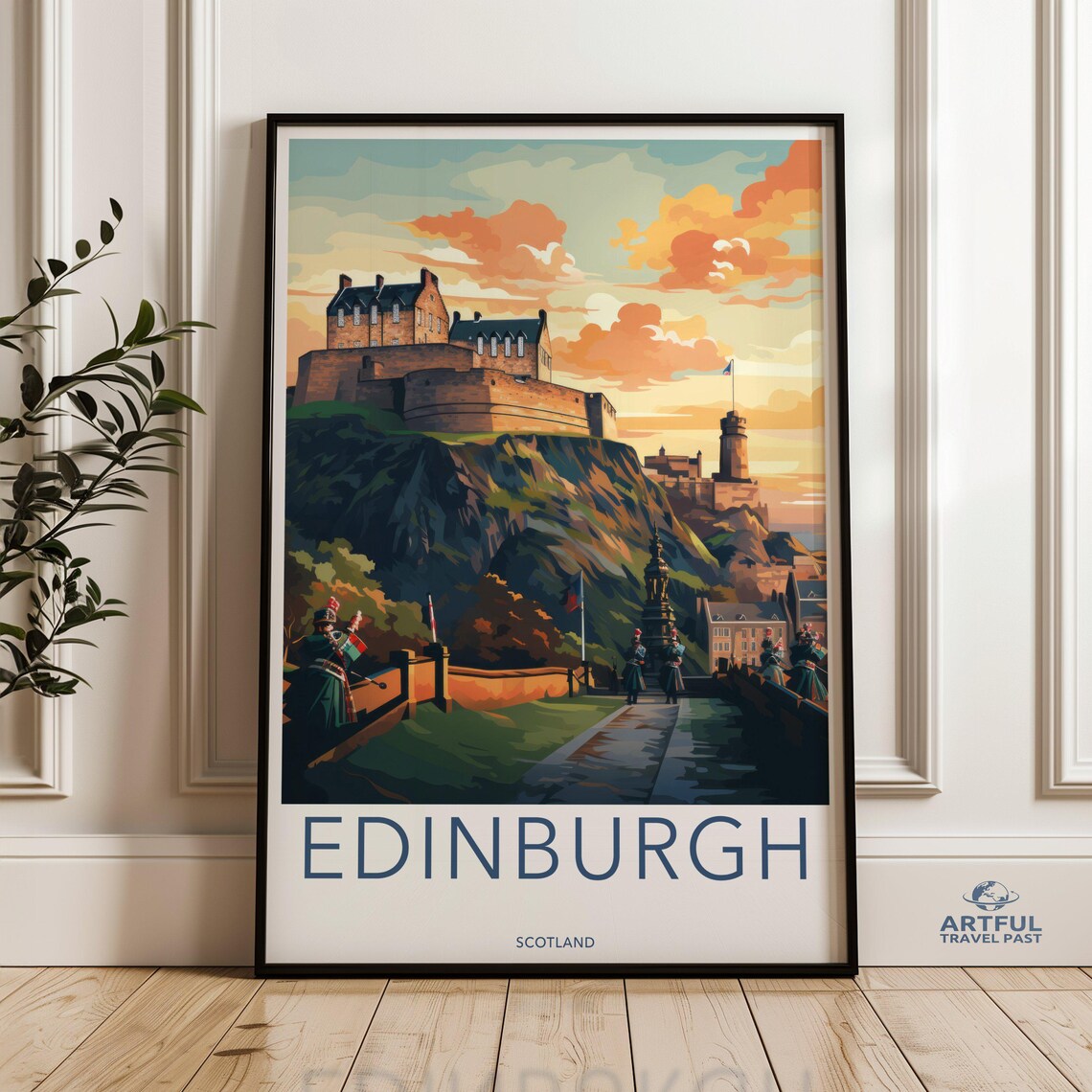 Edinburgh Castle Scotland Travel Poster, Historic Print