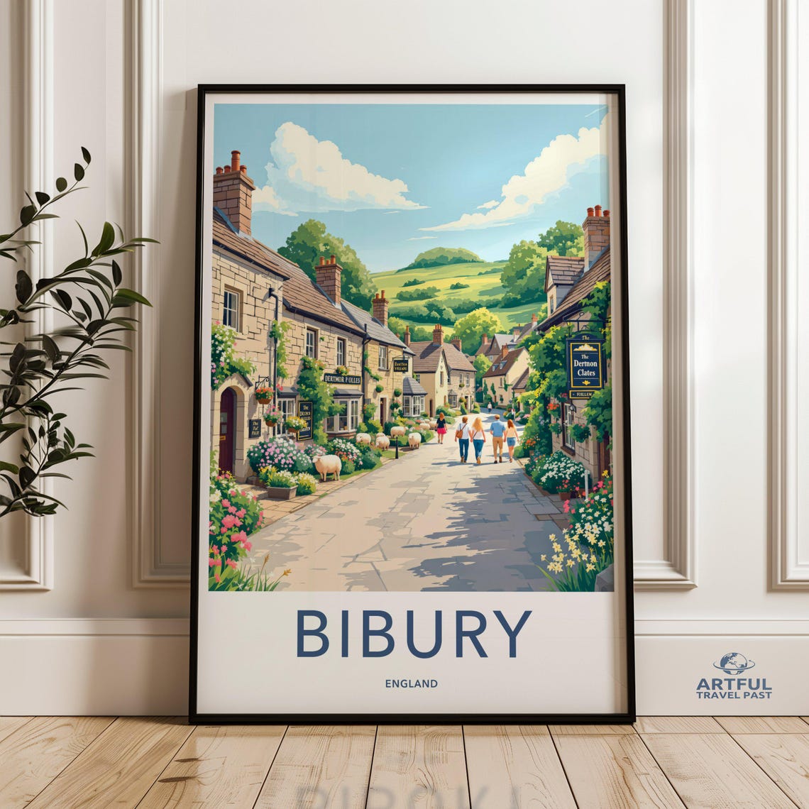 Bibury England Cotswold Stone Cottages Village Travel Poster