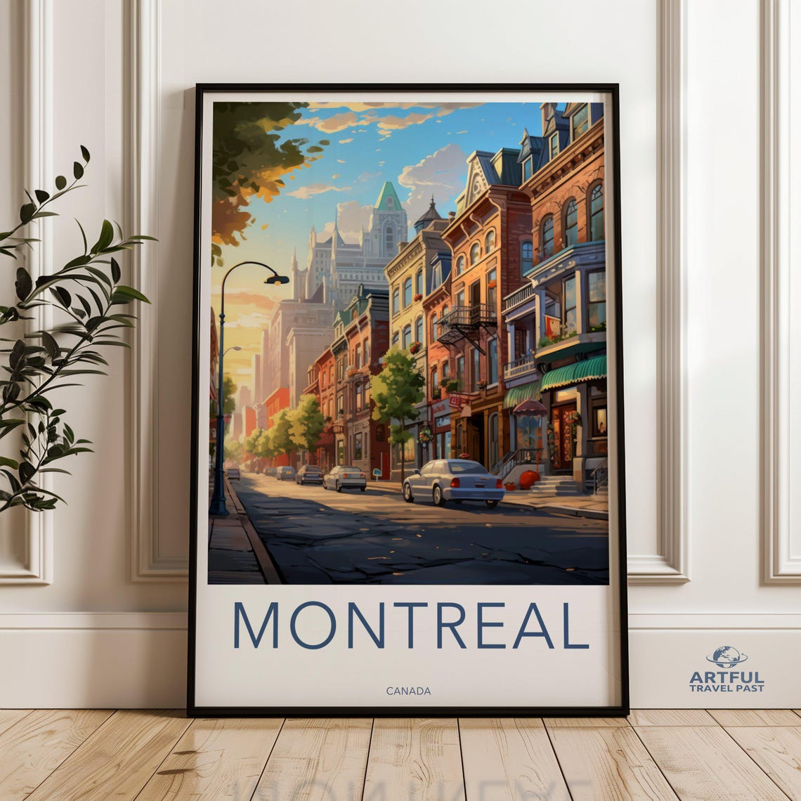 Montreal Canada Old Town Street Sunset Charming Travel Poster