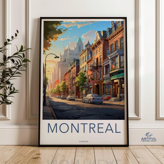 Montreal Wall Art Print Canada Cityscape Poster Urban Street View Decor Vintage Travel Artwork Historic Architecture Display