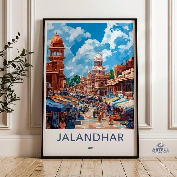 Jalandhar India Wall Art Travel Poster Cityscape Painting Colorful Print Souvenir Home Decor