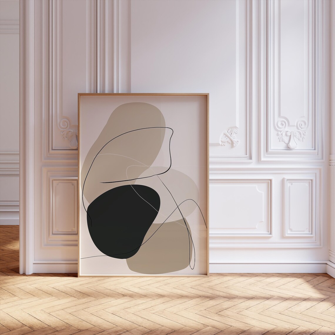 Artful Drawing, Minimalist Organic Shape Composition