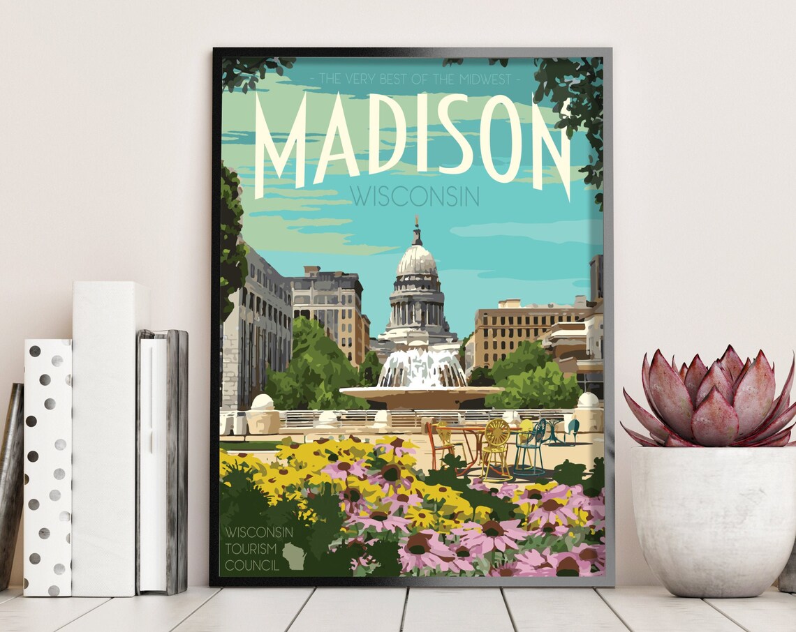 Madison Wisconsin Vintage Style Travel Poster