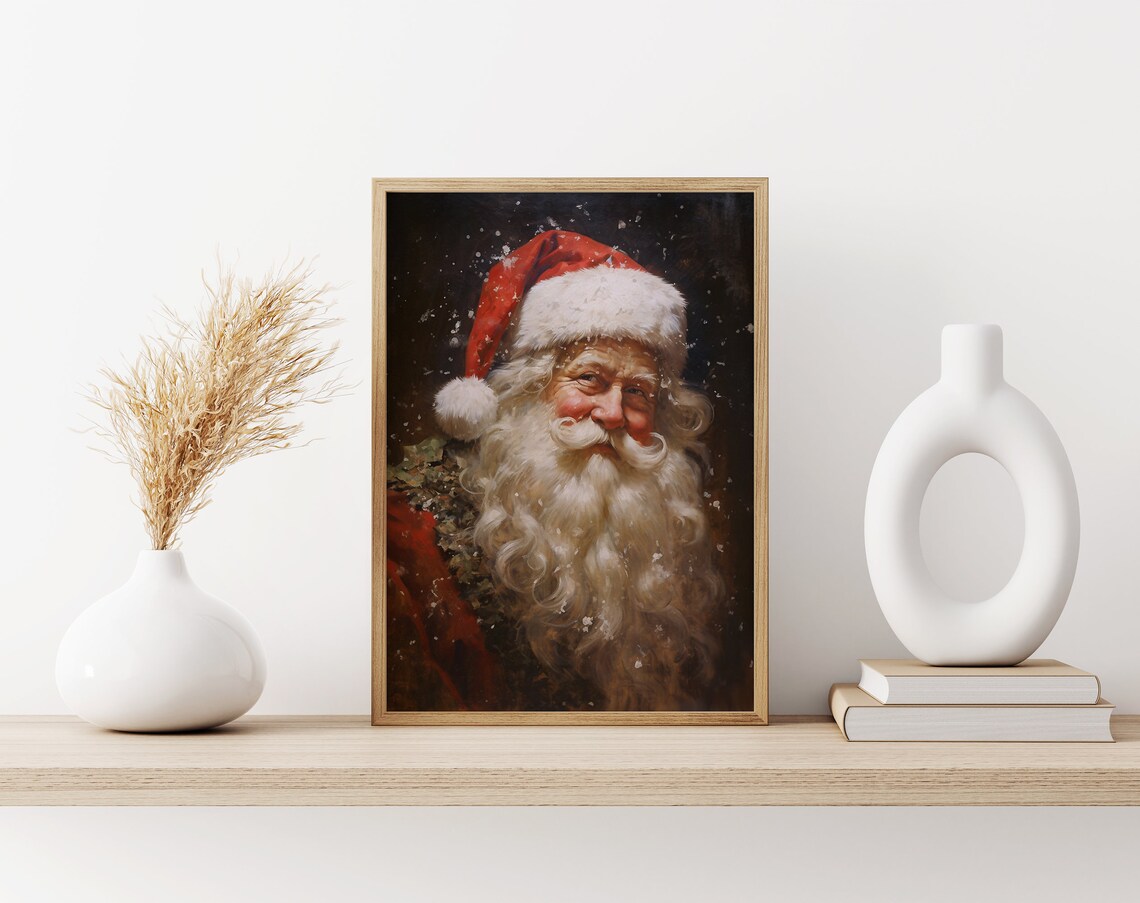 Winking Santa Claus Rosy Cheeks Vintage Christmas Portrait Poster - Image 3
