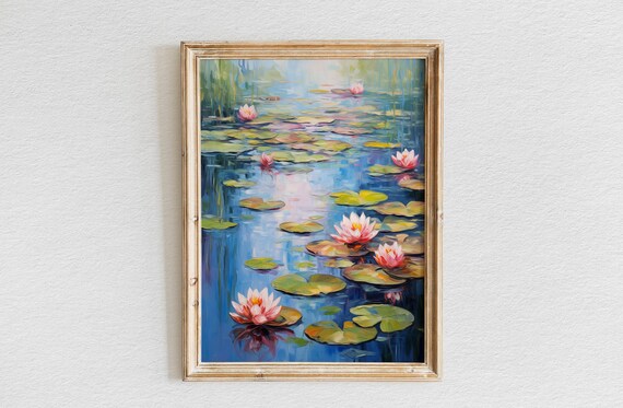 Monet Lily Symphony Impressionistic Oil Painting In Vintage Claude Monet Style Poster Wall Art Landscape Painting