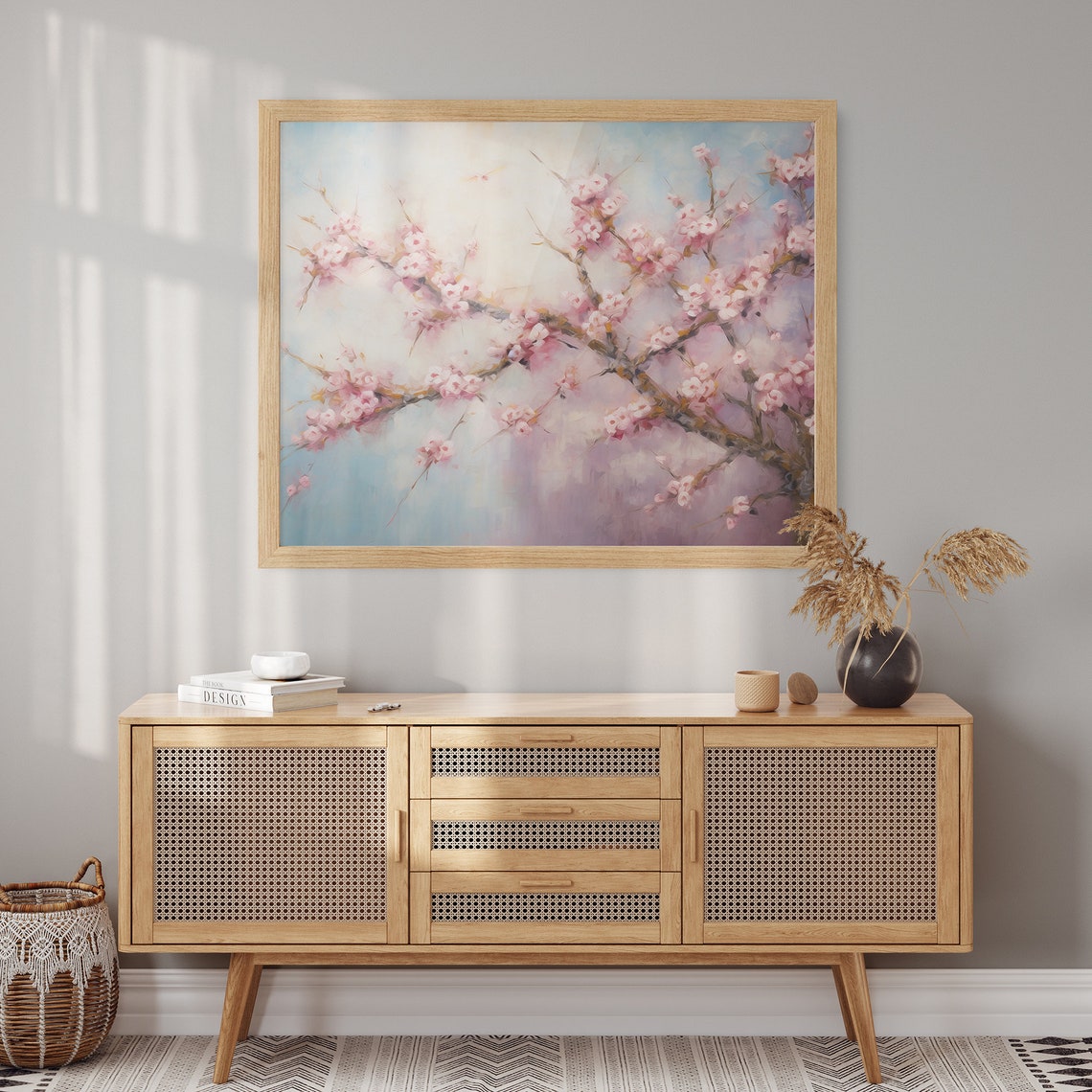 Pink Cherry Blossom Branches Soft Impressionist Spring Art Poster - Image 2