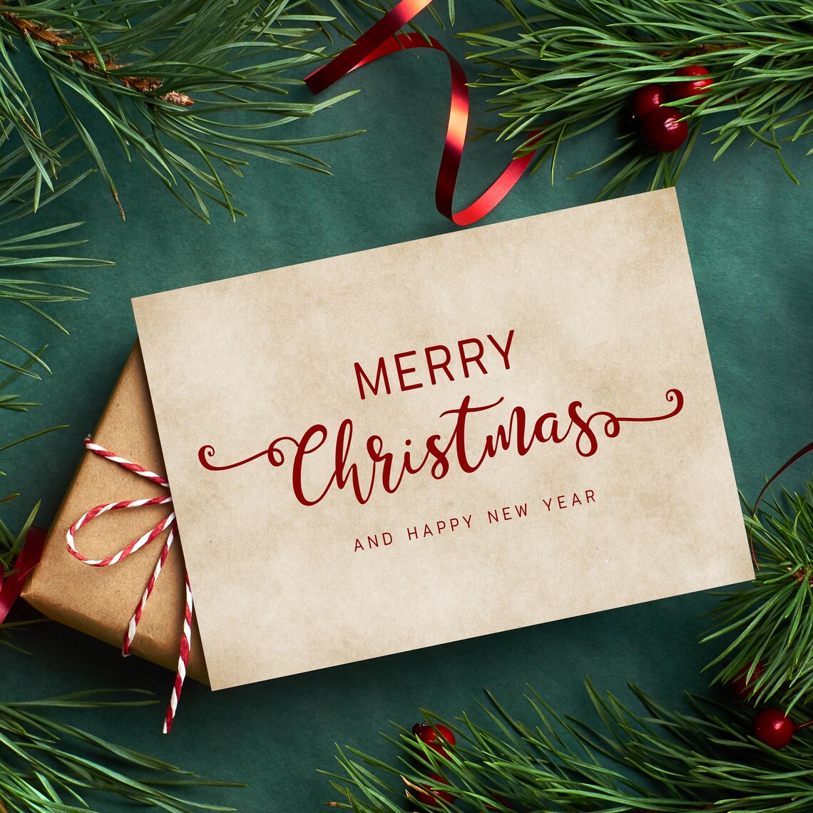 Merry Christmas Sign, Vintage Holiday Poster - Image 2