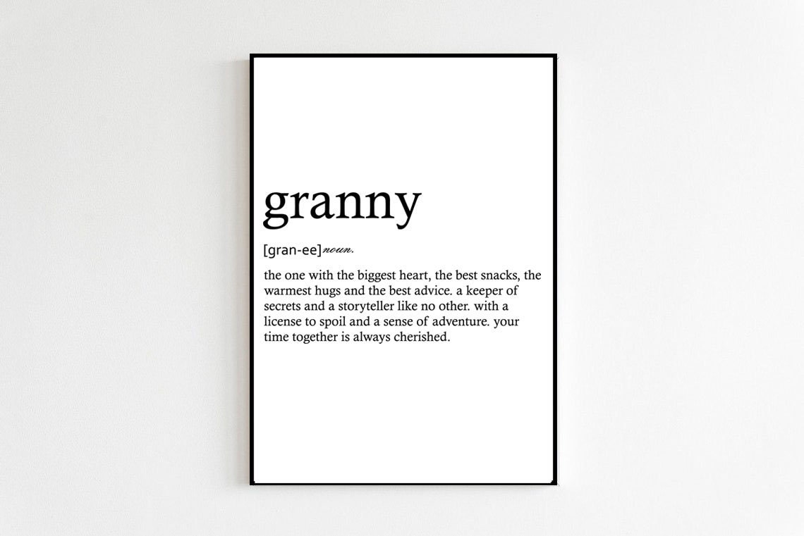 Granny Definition Dictionary-Style Family Typography Wall Print