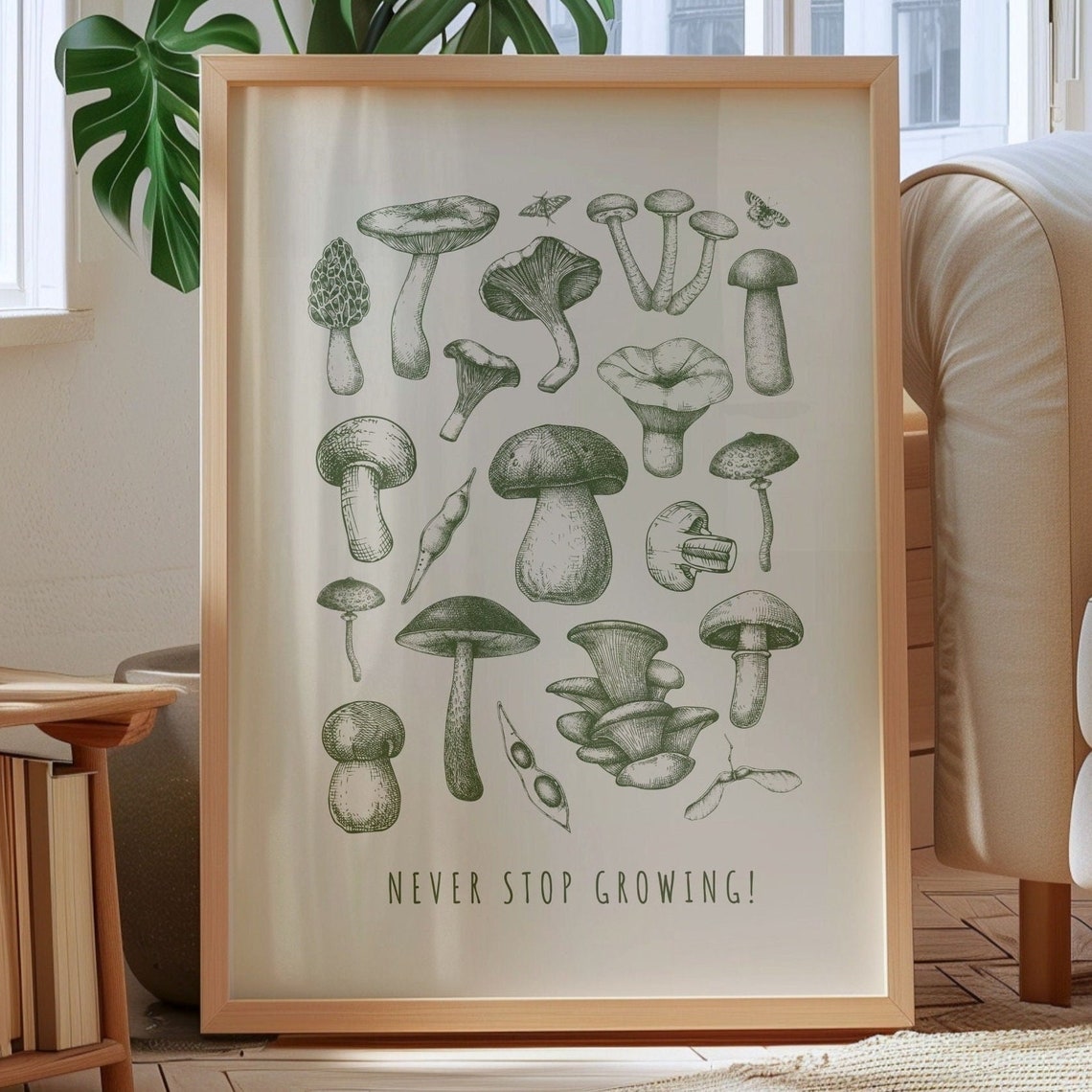 Never Stop Growing Vintage Mushroom Botanical Illustration Print - Image 2