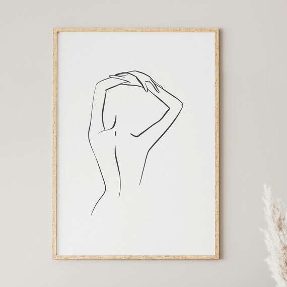Elegant Minimalist Line Art Woman Torso Boho Abstract Poster