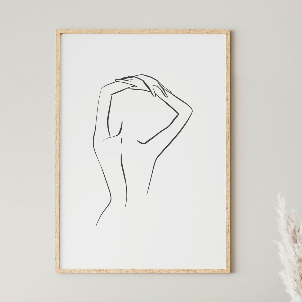 Elegant Minimalist Line Art Woman Torso Boho Abstract Poster