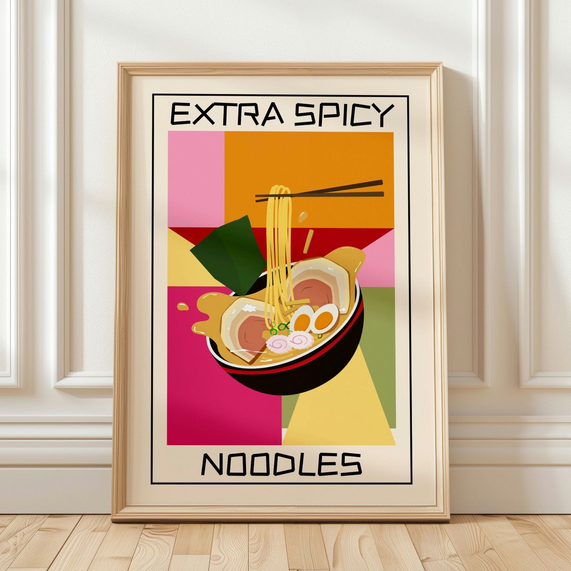 Extra Spicy Noodles Ramen Bowl Colorful Pop Kitchen Wall Art - Image 3