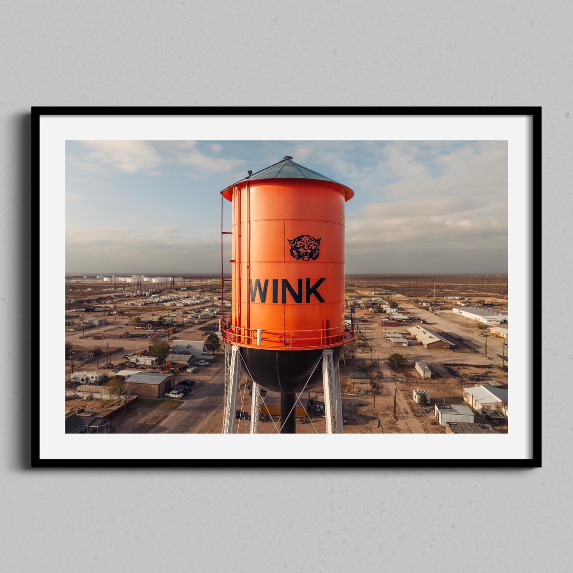 Wink Texas Orange Water Tower Wildcat Logo Aerial Photo Poster